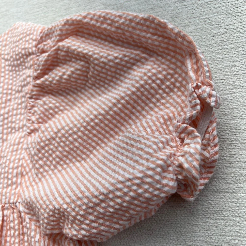 Tullabee Gingham Seersucker Dress Toddler‎ 4T Pink Bunny Embroidery Puff Sleeve
